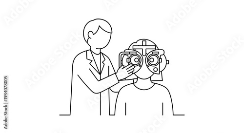 Doctor Examining Patient with Ophthalmoscope.