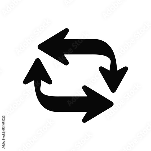 Black circular arrows forming a recycling or continuous loop symbol