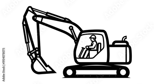 Excavator Machine with Operator Inside.