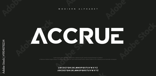 Modern Alphabet Typography Accrue Word Logo Design