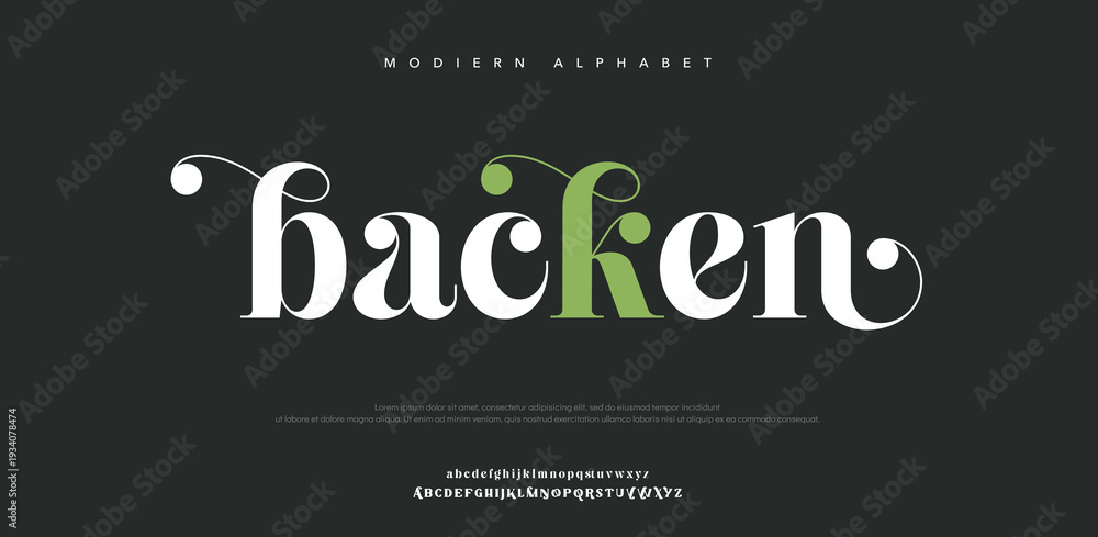 Fototapeta premium Modern Alphabet Typography with the Word Hacken