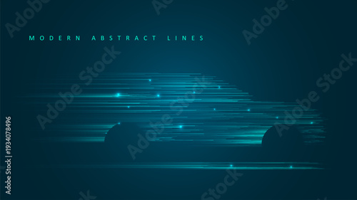 Sport car on hi-speed motion moving concep. Futuristic glowing blue ray. Graphic concept for your design