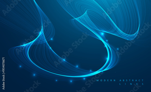 Wallpaper Mural Abstract blue wave lines. Modern shape cover. Graphic concept for your design Torontodigital.ca