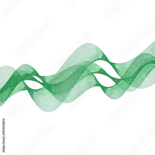 Green Wavy Transparent Fabric Ribbon Material.