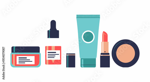Cosmetics and beauty products illustration set on white background