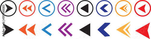 Colorful arrows set vector illustration, professional bullet points and pointer symbols, Bullet points arrow collection. minimalist technology design elements.
