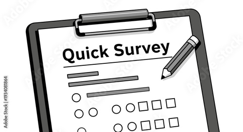 Quick Survey on Clipboard with Pencil for Customer Feedback.