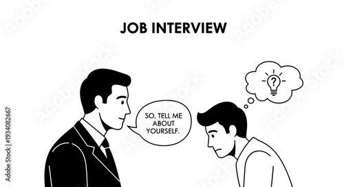 Job Interview Concept with Recruiter and Nervous Candidate Illustration.
