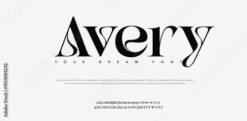 Avery font logo design with tagline on white background