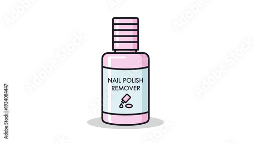 A pink cartoon bottle labeled NAIL POLISH REMOVER on a white background