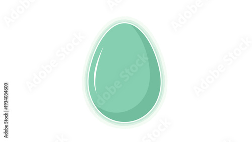 A solid matte teal egg shape with a slight vertical highlight and white outline on a white background