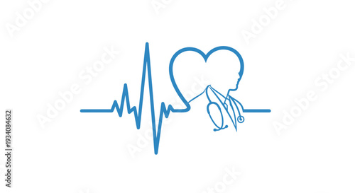 Heartbeat Line Heart Care Illustration.