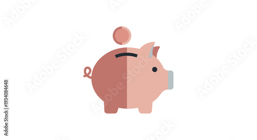 A graphic illustration depicting a piggy bank with a coin above it to show savings
