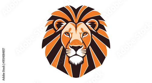 A stylized illustration of a lion's head with an expressive and detailed design