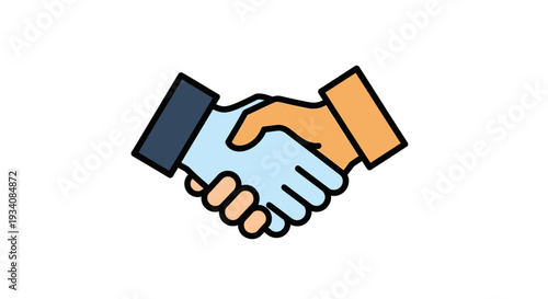A symbolic illustration of partnership, agreement, and collaboration with a colorful handshake