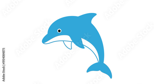 A vibrant illustration of a leaping dolphin against a plain white background
