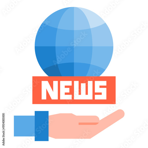Hand Holding News Globe Icon