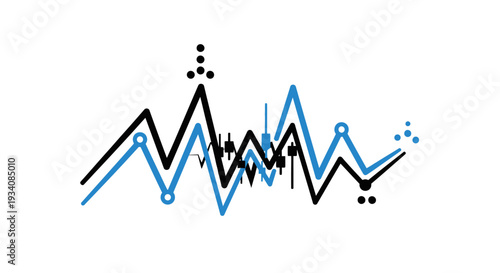 Abstract data visualization showing fluctuating trends of a process with line graphs and dots