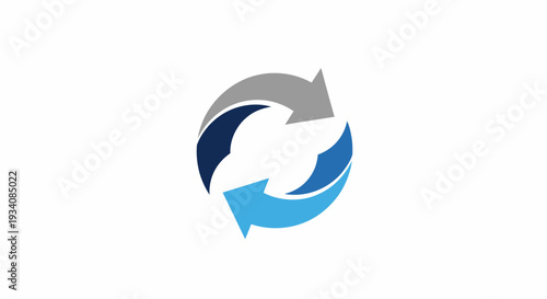 Abstract circular arrow design depicting process, cycle, or concept, on a white background