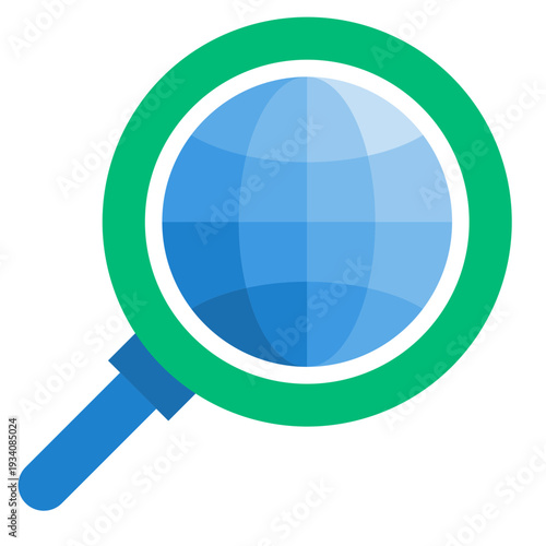 Magnifying Glass Over Globe Icon