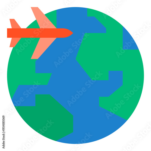 Airplane Flying Around Globe