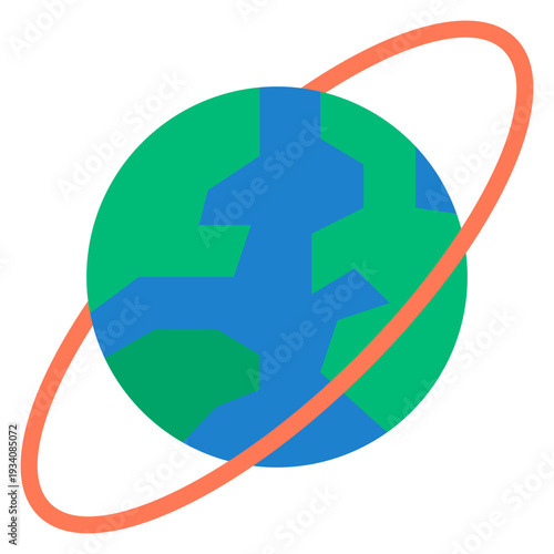 Illustration of Earth with Orbit Ring
