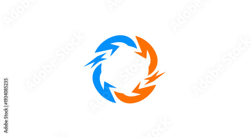 Abstract illustration depicting energy flow, cycle of power, and renewable resources emblem