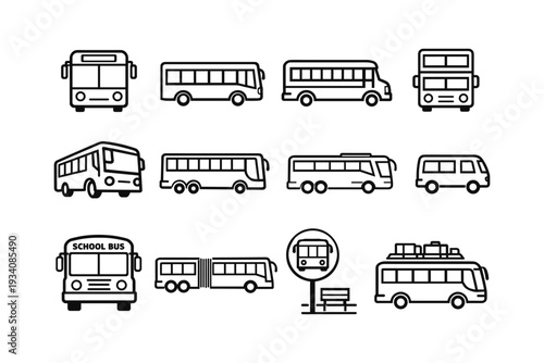 Bus line icon set