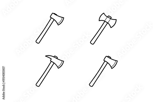 Axe simple outline icon set