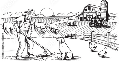 Vector sketch Green grass field on small hills. Meadow, alkali, lye, grassland, pommel, lea, pasturage, farm. Rural scenery landscape panorama of countryside pastures. illustration