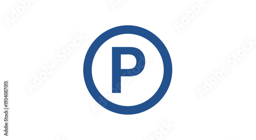 A Circular Blue Sign Indicating Parking Availability, Symbol on White Backdrop