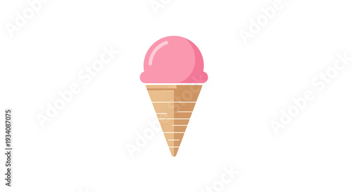 A Delightful Pink Ice Cream Cone Illustration, Perfect for Summer Season or Treats