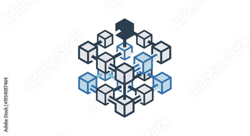 Abstract Geometric Illustration of a Networked System Design with Cubical Nodes on a White