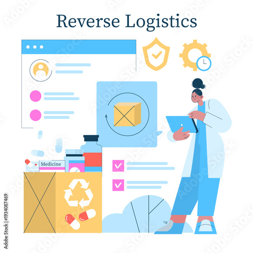 Reverse Logistics and Recycling Vector Illustration
