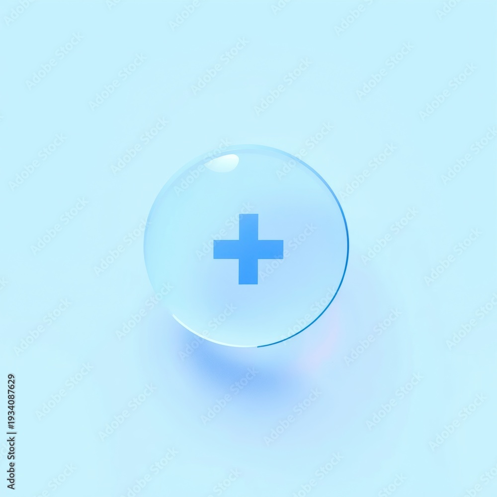 Obraz premium Minimalist plus sign inside a soft blue circle