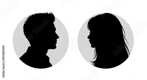 A collection of diverse human head and bust silhouettes showcasing various hairstyles and profiles against a white background.