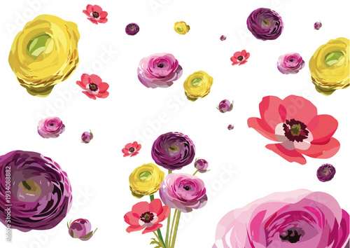 ranuncoli e anemoni svolazzanti