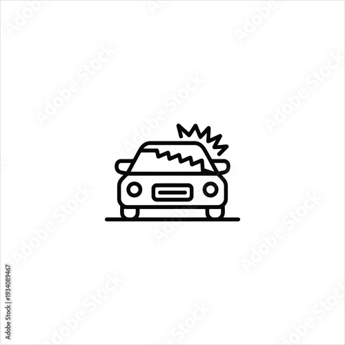 A car with a cracked windshield