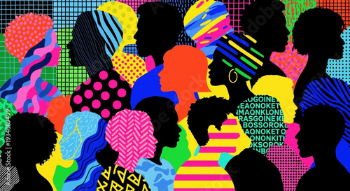 A collection of diverse human head and bust silhouettes showcasing various hairstyles and profiles against a white background.