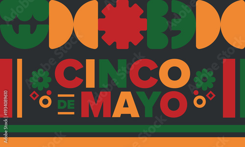 Cinco de Mayo in Mexico. Traditional mexican fiesta in May. National happy holiday with carnival, festival and parade. Latin american and spanish pattern. Illustration with sombrero. Vector poster