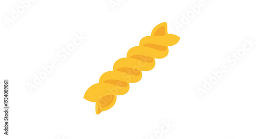 Single piece of dry, uncooked fusilli pasta with its characteristic spiral shape, a popular ingredient in Italian cuisine.