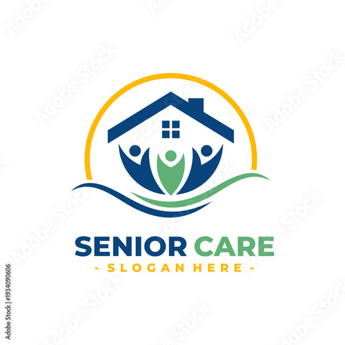 Senior Care Logo Design Vector. Concept of healthcare services, living assisted, airport services, and etc.