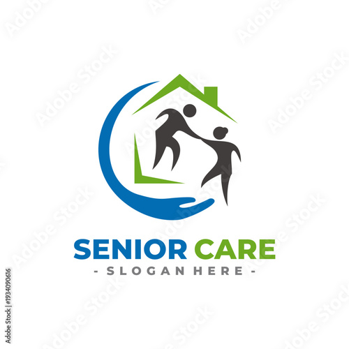 Senior Care Logo Design Vector. Concept of healthcare services, living assisted, airport services, and etc.