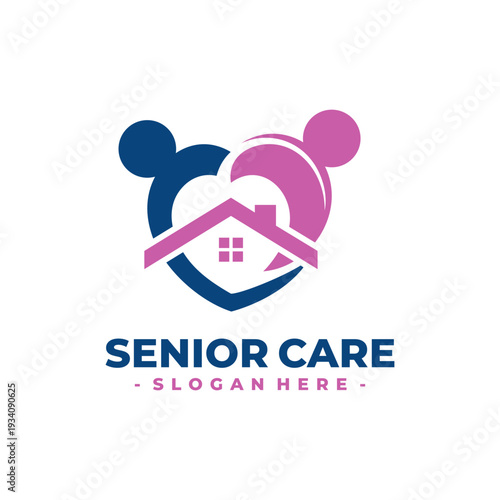 Senior Care Logo Design Vector. Concept of healthcare services, living assisted, airport services, and etc.