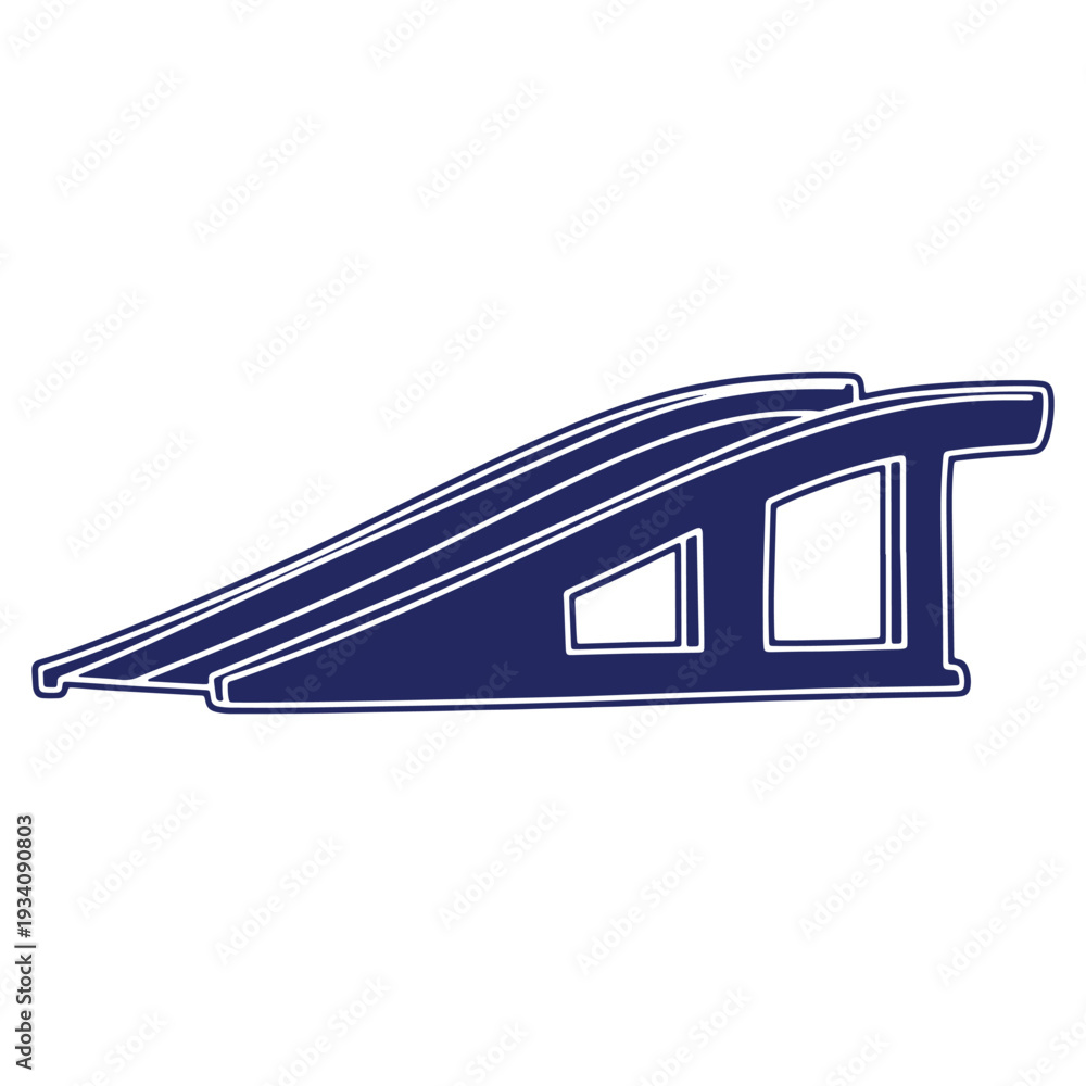 Fototapeta premium Architectural Structure Vector Illustration in Blue and White Outlines Modern Minimalist Design isolated on white Background
