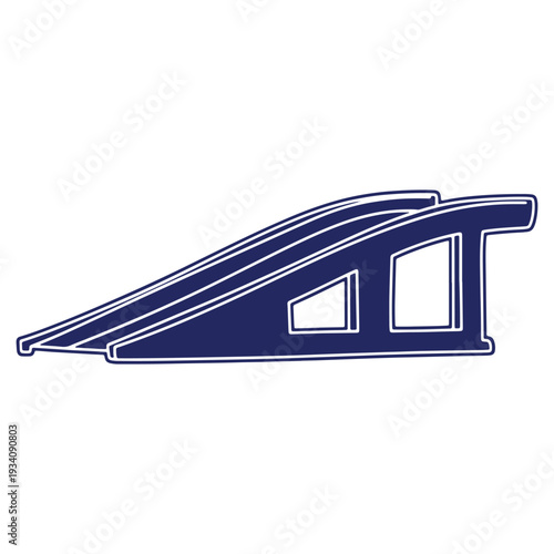 Architectural Structure Vector Illustration in Blue and White Outlines Modern Minimalist Design isolated on white Background