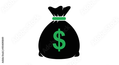 A graphic of a money bag with a green dollar sign to represent finance and wealth