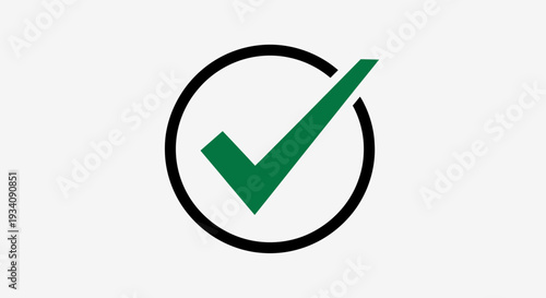 A green checkmark inside a black circle representing validation and approval