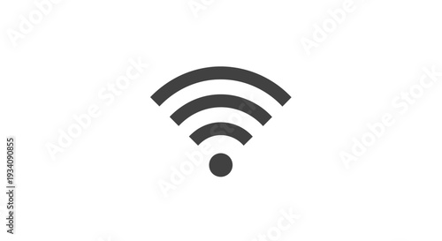 A minimalistic depiction of a wireless network signal icon, isolated on a white backdrop