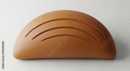 A solitary loaf of bread, fresh and inviting, on a plain background, simple and warm